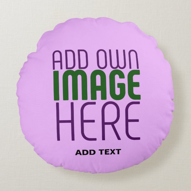 MODERN EDITABLE SIMPLE MAUVE IMAGE TEXT TEMPLATE ROUND CUSHION (Front)