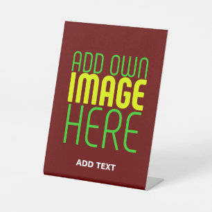 MODERN EDITABLE SIMPLE OXBLOOD IMAGE TEXT TEMPLATE PEDESTAL SIGN