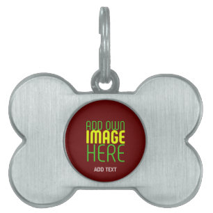 MODERN EDITABLE SIMPLE OXBLOOD IMAGE TEXT TEMPLATE PET ID TAG