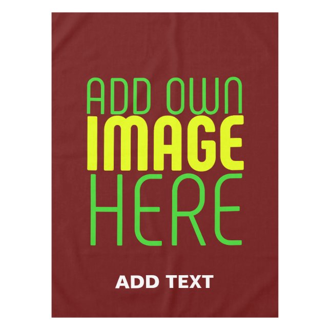 MODERN EDITABLE SIMPLE OXBLOOD IMAGE TEXT TEMPLATE TABLECLOTH (Front)