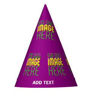 MODERN EDITABLE SIMPLE PURPLE IMAGE TEXT TEMPLATE PARTY HAT
