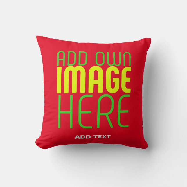 MODERN EDITABLE SIMPLE RED IMAGE TEXT TEMPLATE CUSHION (Front)