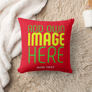 MODERN EDITABLE SIMPLE RED IMAGE TEXT TEMPLATE CUSHION