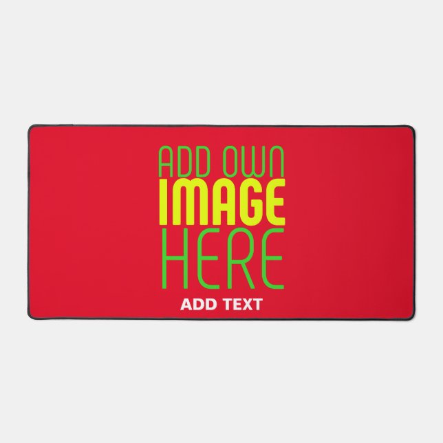 MODERN EDITABLE SIMPLE RED IMAGE TEXT TEMPLATE DESK MAT (Front)