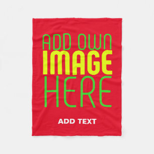 MODERN EDITABLE SIMPLE RED IMAGE TEXT TEMPLATE FLEECE BLANKET
