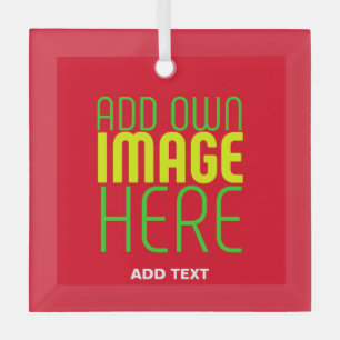 MODERN EDITABLE SIMPLE RED IMAGE TEXT TEMPLATE GLASS TREE DECORATION