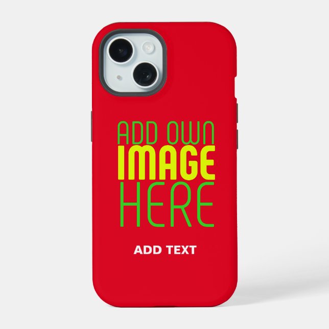MODERN EDITABLE SIMPLE RED IMAGE TEXT TEMPLATE iPhone 15 CASE (Back)