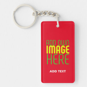 MODERN EDITABLE SIMPLE RED IMAGE TEXT TEMPLATE KEY RING