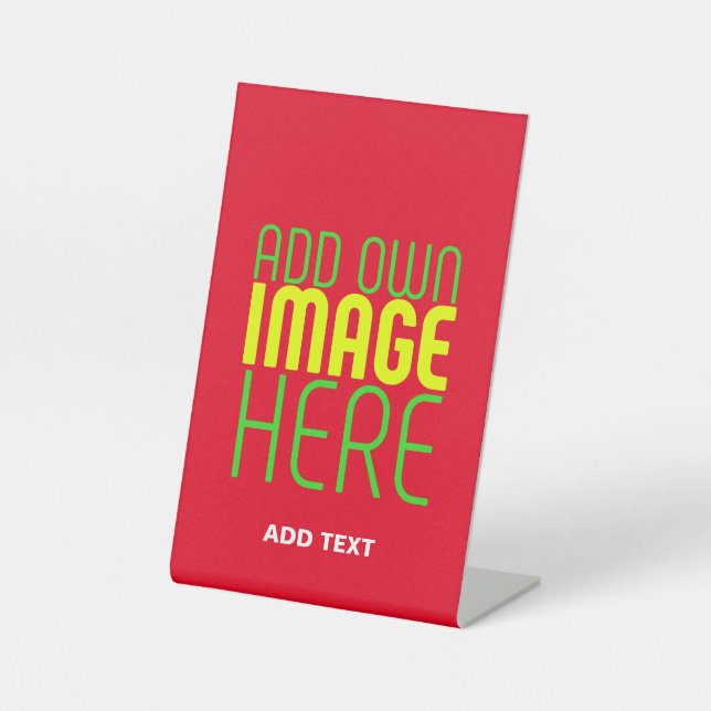 MODERN EDITABLE SIMPLE RED IMAGE TEXT TEMPLATE PEDESTAL SIGN (Front)