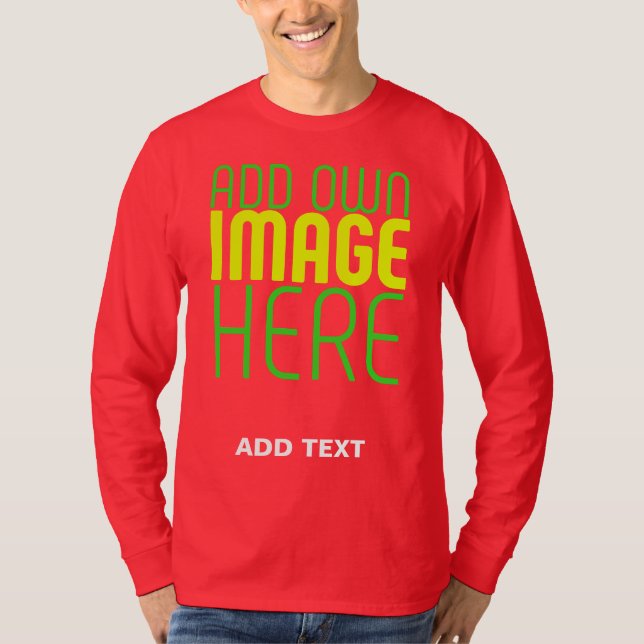 MODERN EDITABLE SIMPLE RED IMAGE TEXT TEMPLATE T-Shirt (Front)