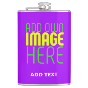 MODERN EDITABLE SIMPLE VIOLET IMAGE TEXT TEMPLATE HIP FLASK
