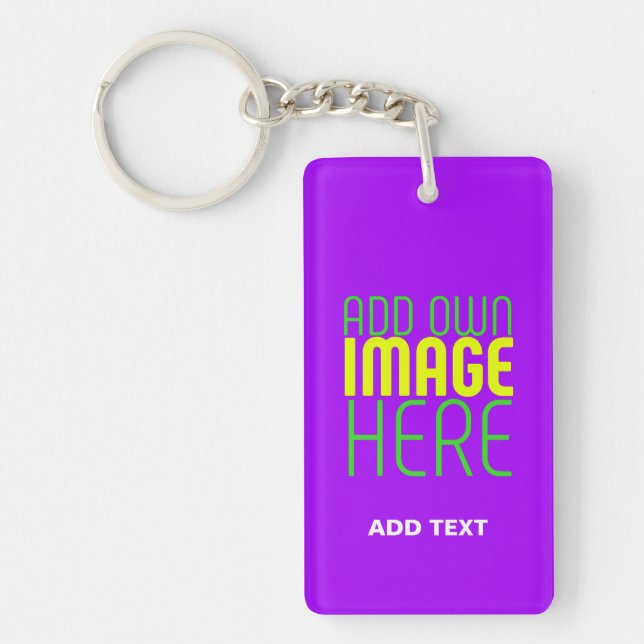MODERN EDITABLE SIMPLE VIOLET IMAGE TEXT TEMPLATE KEY RING (Front)