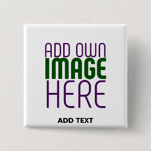 MODERN EDITABLE SIMPLE WHITE IMAGE TEXT TEMPLATE 15 CM SQUARE BADGE