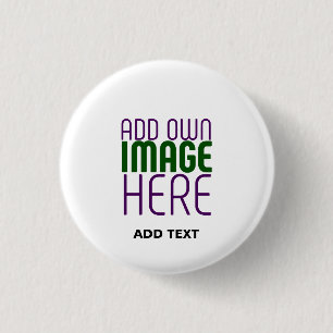 MODERN EDITABLE SIMPLE WHITE IMAGE TEXT TEMPLATE 3 CM ROUND BADGE