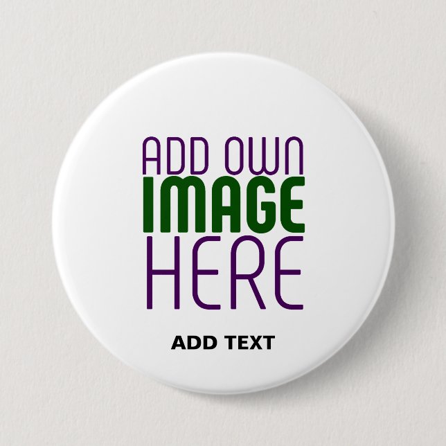 MODERN EDITABLE SIMPLE WHITE IMAGE TEXT TEMPLATE 7.5 CM ROUND BADGE (Front)