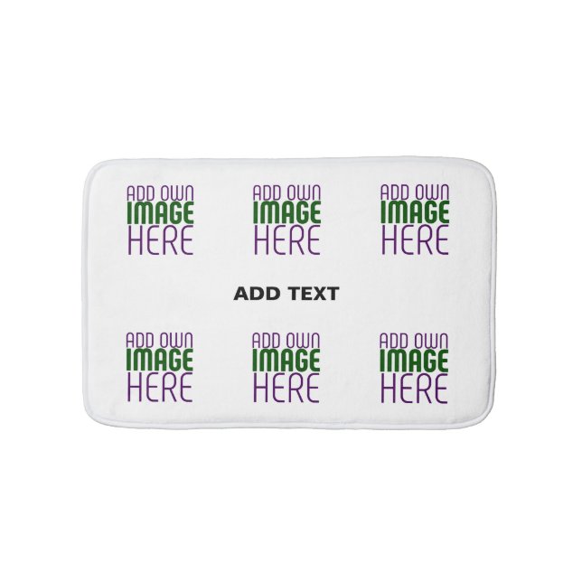 MODERN EDITABLE SIMPLE WHITE IMAGE TEXT TEMPLATE BATH MAT (Front)