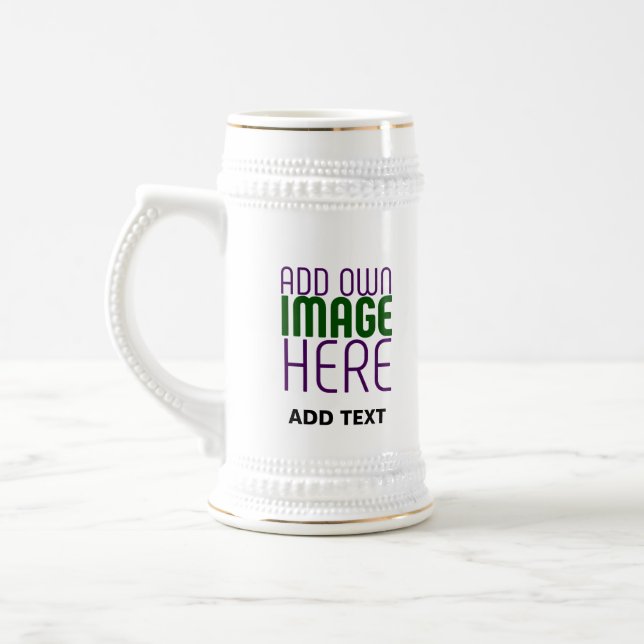 MODERN EDITABLE SIMPLE WHITE IMAGE TEXT TEMPLATE BEER STEIN (Left)