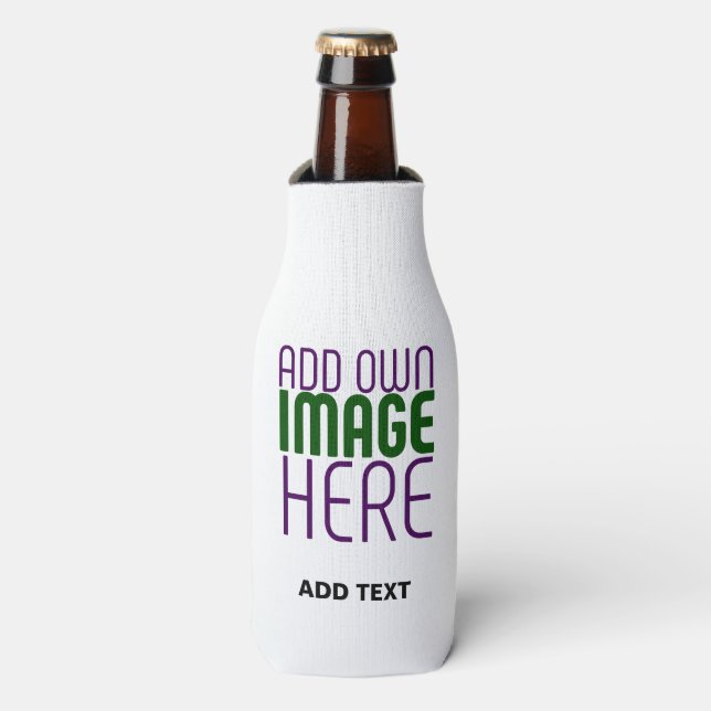 MODERN EDITABLE SIMPLE WHITE IMAGE TEXT TEMPLATE BOTTLE COOLER (Bottle Front)