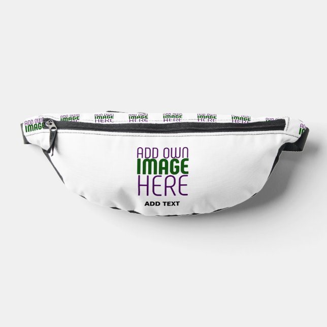 MODERN EDITABLE SIMPLE WHITE IMAGE TEXT TEMPLATE BUM BAGS (Lay Down)