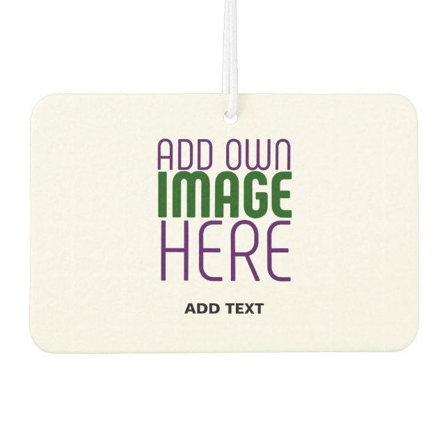 MODERN EDITABLE SIMPLE WHITE IMAGE TEXT TEMPLATE CAR AIR FRESHENER (Front)