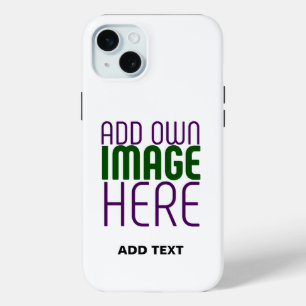 MODERN EDITABLE SIMPLE WHITE IMAGE TEXT TEMPLATE iPhone 15 MINI CASE