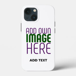 MODERN EDITABLE SIMPLE WHITE IMAGE TEXT TEMPLATE iPhone 13 MINI CASE