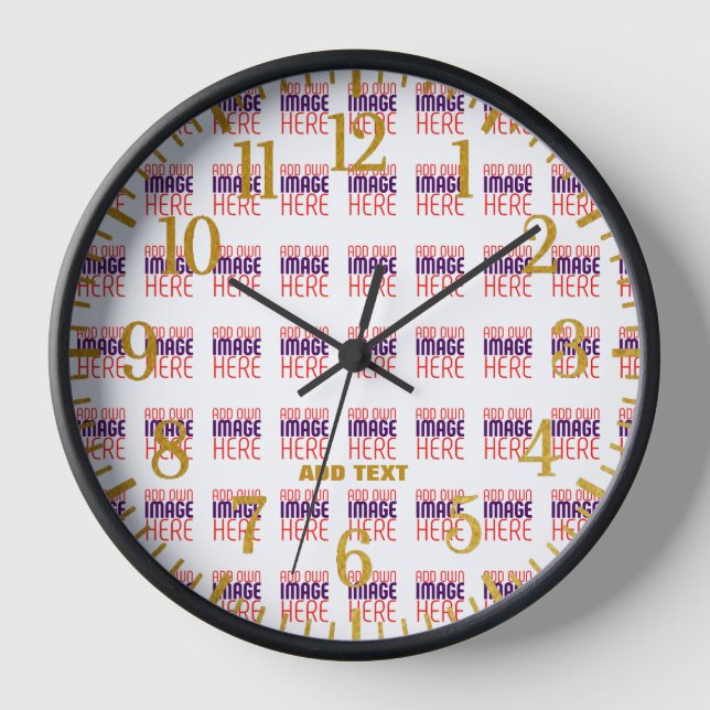 MODERN EDITABLE SIMPLE WHITE IMAGE TEXT TEMPLATE CLOCK (Front)