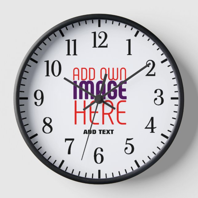 MODERN EDITABLE SIMPLE WHITE IMAGE TEXT TEMPLATE CLOCK (Front)