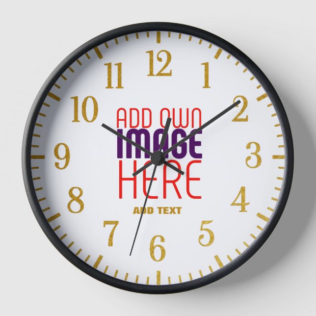 MODERN EDITABLE SIMPLE WHITE IMAGE TEXT TEMPLATE CLOCK (Front)