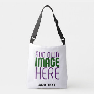 MODERN EDITABLE SIMPLE WHITE IMAGE TEXT TEMPLATE CROSSBODY BAG