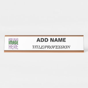 MODERN EDITABLE SIMPLE WHITE IMAGE TEXT TEMPLATE DESK NAME PLATE
