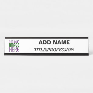 MODERN EDITABLE SIMPLE WHITE IMAGE TEXT TEMPLATE DESK NAME PLATE