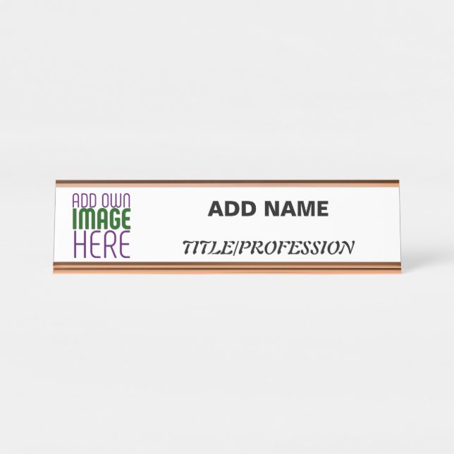 MODERN EDITABLE SIMPLE WHITE IMAGE TEXT TEMPLATE DESK NAME PLATE (Front)