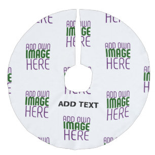  MODERN EDITABLE SIMPLE WHITE IMAGE TEXT TEMPLATE FAUX LINEN TREE SKIRT