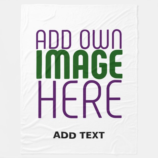 MODERN EDITABLE SIMPLE WHITE IMAGE TEXT TEMPLATE FLEECE BLANKET (Front)