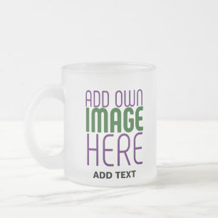 MODERN EDITABLE SIMPLE WHITE IMAGE TEXT TEMPLATE FROSTED GLASS COFFEE MUG