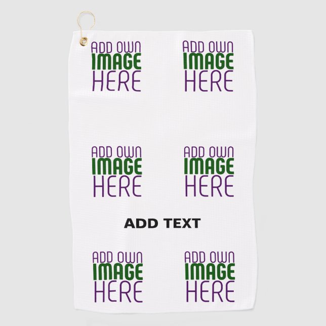 MODERN EDITABLE SIMPLE WHITE IMAGE TEXT TEMPLATE GOLF TOWEL (Front)