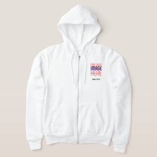 MODERN EDITABLE SIMPLE WHITE IMAGE TEXT TEMPLATE HOODIE