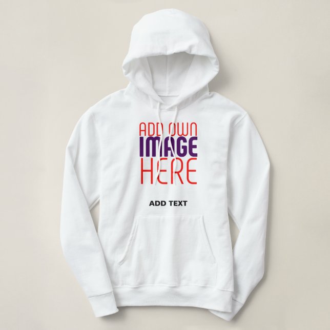 MODERN EDITABLE SIMPLE WHITE IMAGE TEXT TEMPLATE HOODIE (Design Front)