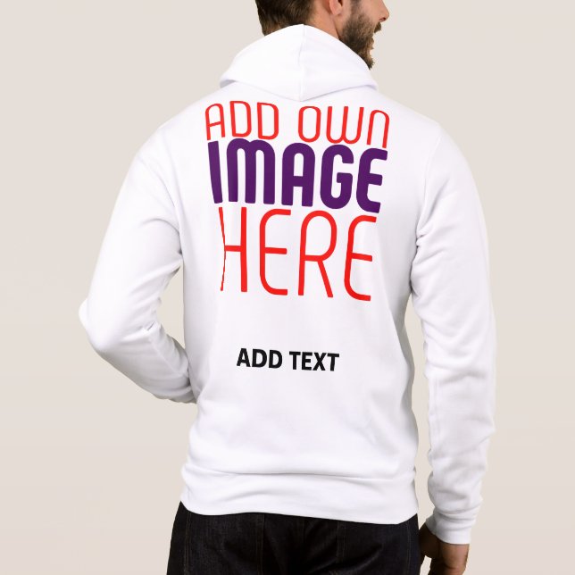 MODERN EDITABLE SIMPLE WHITE IMAGE TEXT TEMPLATE HOODIE (Back)