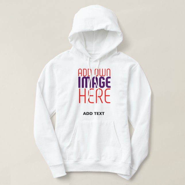 MODERN EDITABLE SIMPLE WHITE IMAGE TEXT TEMPLATE HOODIE (Design Front)
