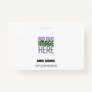 MODERN EDITABLE SIMPLE WHITE IMAGE TEXT TEMPLATE ID BADGE