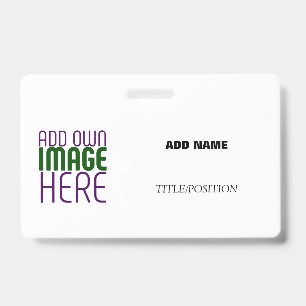 MODERN EDITABLE SIMPLE WHITE IMAGE TEXT TEMPLATE ID BADGE