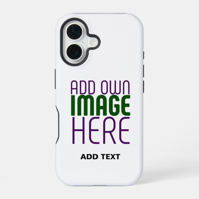 MODERN EDITABLE SIMPLE WHITE IMAGE TEXT TEMPLATE iPhone 16 CASE (Back)