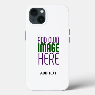 MODERN EDITABLE SIMPLE WHITE IMAGE TEXT TEMPLATE iPhone 13 CASE