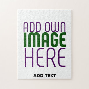 MODERN EDITABLE SIMPLE WHITE IMAGE TEXT TEMPLATE JIGSAW PUZZLE