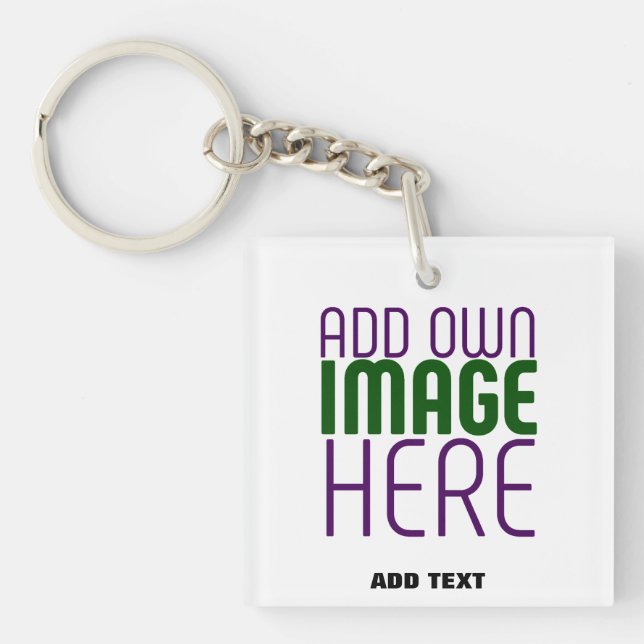 MODERN EDITABLE SIMPLE WHITE IMAGE TEXT TEMPLATE KEY RING (Front)