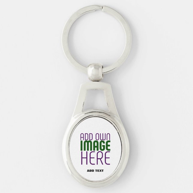 MODERN EDITABLE SIMPLE WHITE IMAGE TEXT TEMPLATE KEY RING (Front)