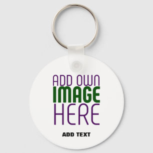 MODERN EDITABLE SIMPLE WHITE IMAGE TEXT TEMPLATE KEY RING