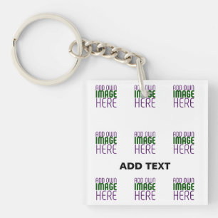 MODERN EDITABLE SIMPLE WHITE IMAGE TEXT TEMPLATE KEY RING